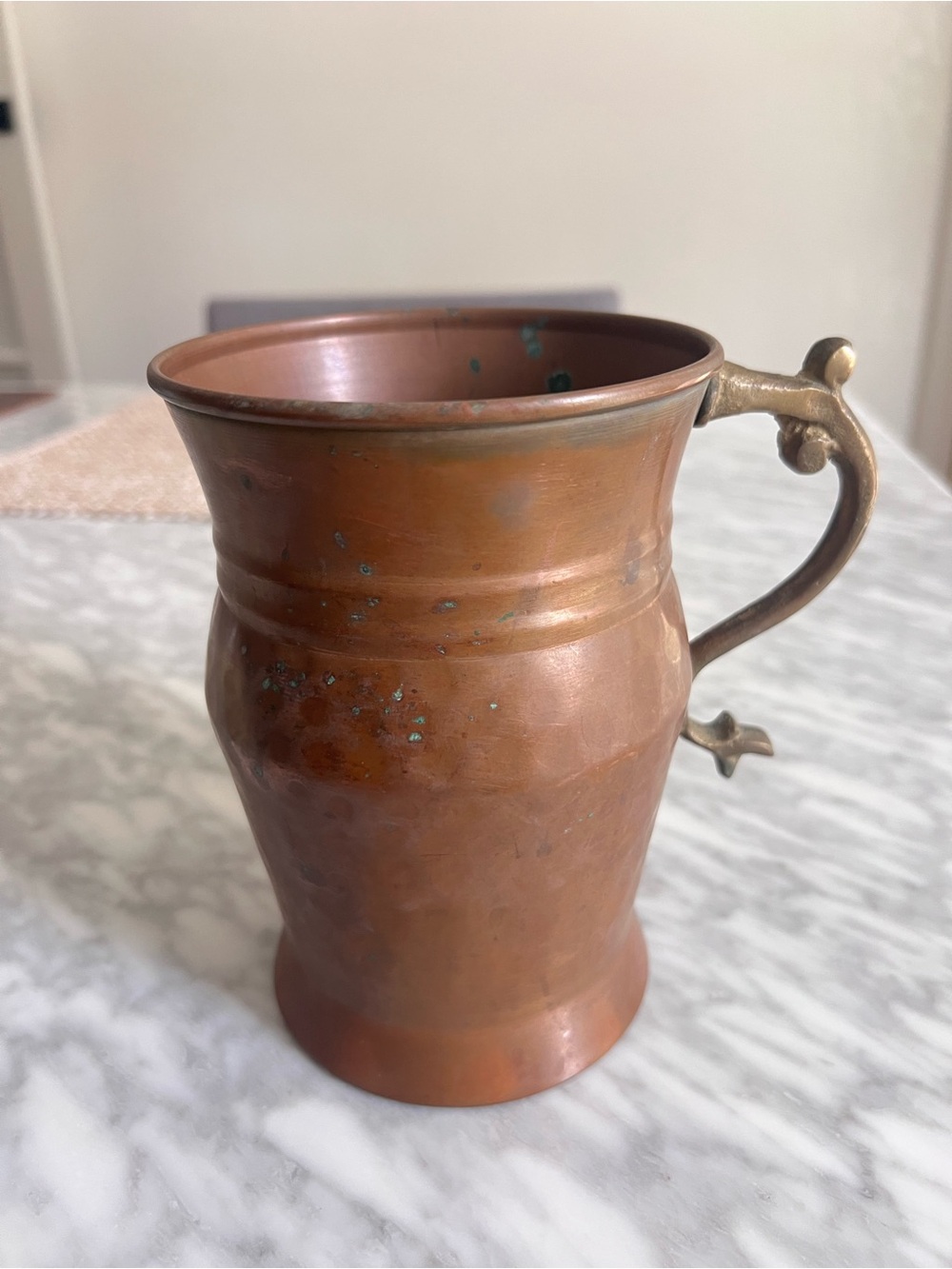 Rustic Copper Vintage Style Mug with Brass Handle